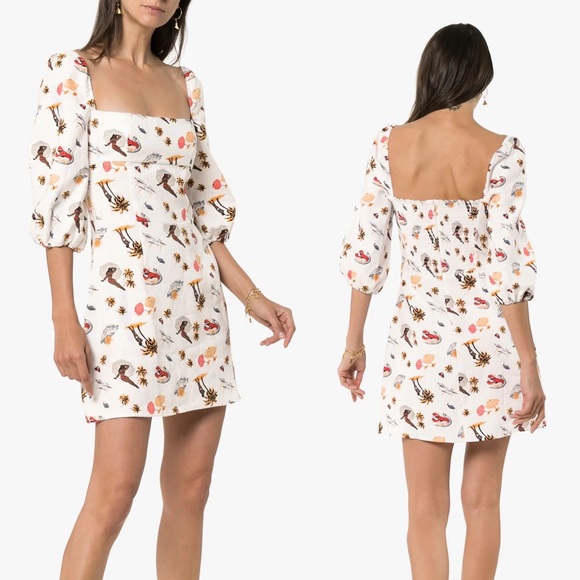 ❗️SOLD❗️Reformation Hampstead Linen Dress Tropez - Picture 5 of 10